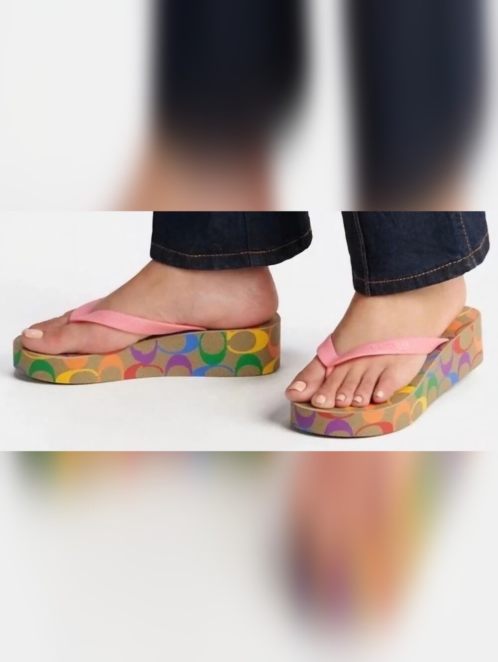 Coach LYNN Flip Flops Platform Rainbow
